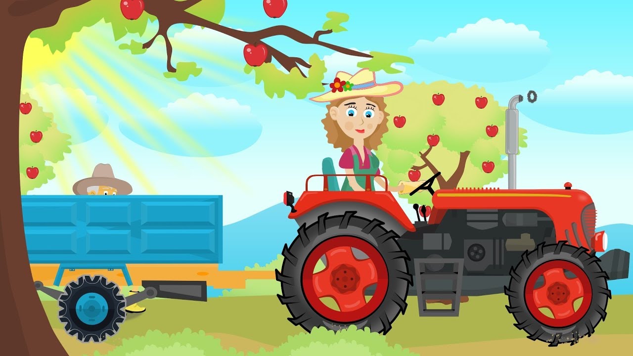 Игра красный трактор. Синий трактор. Тракторы мультяшные. Трактор из мультфильма.
