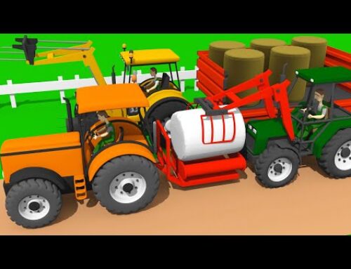 Tractors and Bale Wrapping – Agricultural Machines and Haylage in bales | Tractor for Kids Bazylland