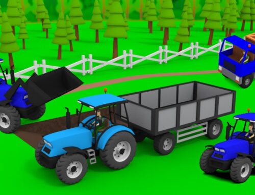 Construction and Uses of the Tractor – Green and Blue Tractor and Other Vehicles in Farm  Traktory