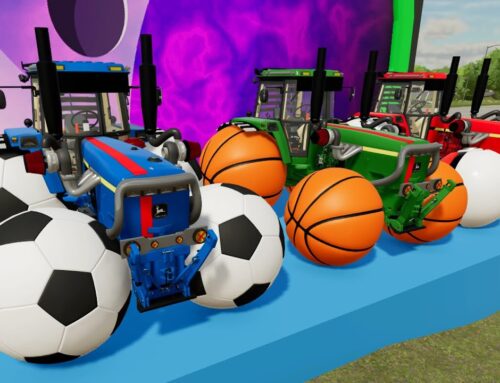 Tractor Wheels in the shape of a Basketball, Football or Pokeball – Test of new Objects on the farm!