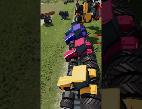 Demolition Tractors – Freight Train Versus Colorful Tractors on Double Wheels – How will it end?