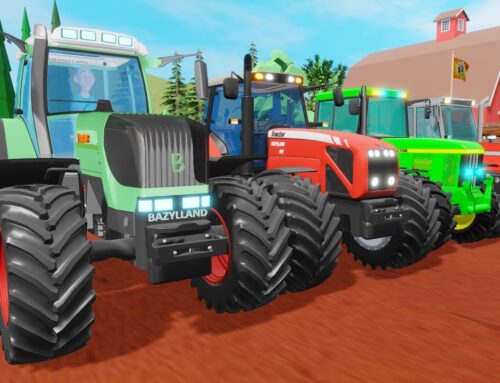 COLOR Tractor That is Planting Potatoes on an Animated Farm – Colorful Tractors and Farmer Vehicles