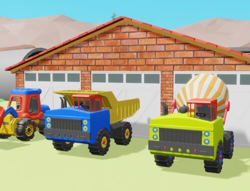 Little Loader, Toy Concrete Mixer and Little Dump Truck – the building of colorful work vehicles