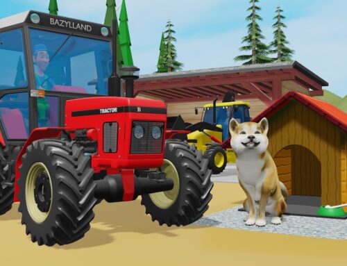 Rich Farm – Building a Dog House Using a Tractor and a Yellow Excavator – Animated farm bazylland