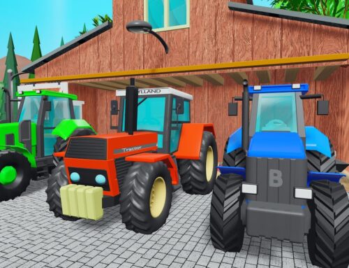 Wooden Garage of Small Tractors – Combine Harvester Shop and Tractors working on the farm