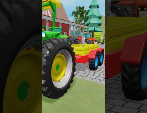 The Adventures of the Little Green Tractor on the Animated Farm and Work on the Apple Picking