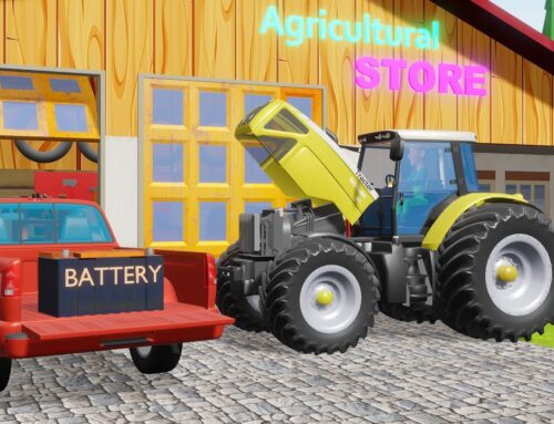 Broken Tractor with a Dead Battery – Pickup Drives to Get a New Battery and Fixes the Problem