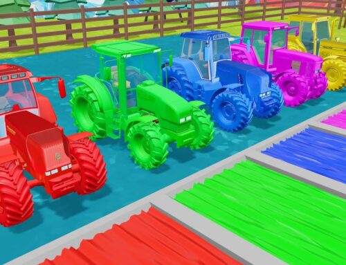 Colorful Tractors and Tubs Full of Colorful Paint – Learn Colors with Colorful Vehicles