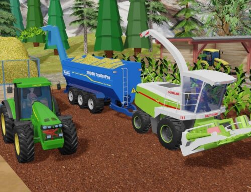 Forage Harvester in Action – Corn Harvest and Field Unloading And a Tractor and a Big Trailer