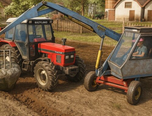 Tractor with Cultivator in the Field – Perfect work until a huge rock Blocked the way
