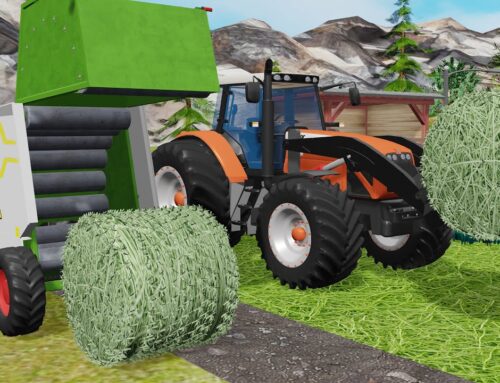 Tractor and Round Baler in Action | Hay Baling and Delivering Bales to the Horse Stable on the Farm