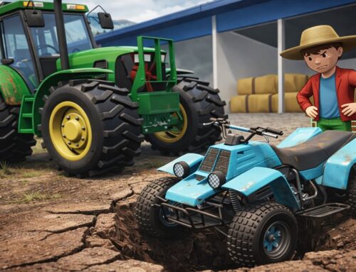 Farm failure – Quad falls into a hole near the garage as the Tractor and Machines get to Work