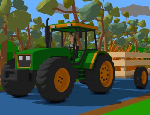 Construction and Use of Tractor with Trailer and Blue Carrot Harvester – Video for Kids
