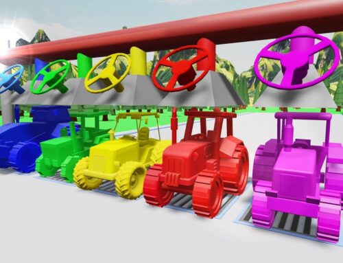 Color Tractors in Containers – Learn Colors with Vehicles and Colorful Paint!