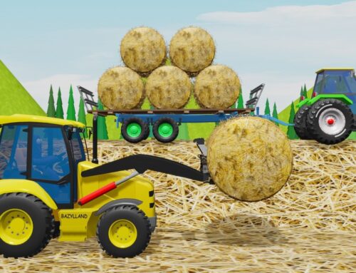 Picking Up Straw Bales from Field – Traktor Ursus i Zbieranie Bel Słomy z Pola – Bajki dla Dzieci