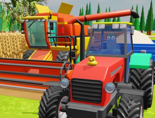 Tractor Work on the Farm, i.e. Plowing, Sowing and Mowing Wheat with a Combine Harvester for Kids