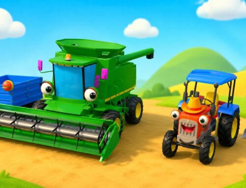 Tractor and Combine Harvester at Work – a 40-minute compilation of Vehicle cartoons for Kids
