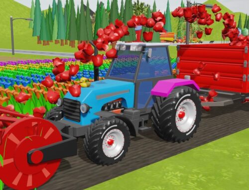 Tractor and Tulips, or a Colorful Planter and Tulips on a Trailer | Colorful Paints on the Farm