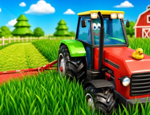 Colorful Tractor Mowing tall Grass on the Farm 🚜🌾 Fun countryside Farming Animation!