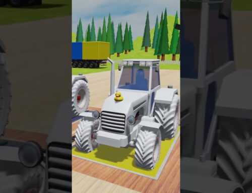 Flower Tractor and Colorful Paint Vats