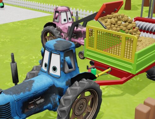 Seven Multi-Colored McQueen Tractors and Loading Manure into the Field